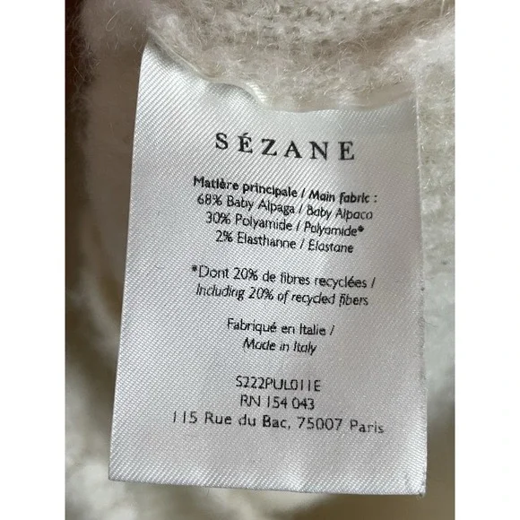 Sézane Otis Jumper Sweater Women's XS Baby Alpaca Preppy Top Designer White - Picture 6 of 9